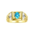 thumbnail image 1 of RYLOS Men's Rings 14K Yellow Gold Rings Designer Weave Band 7X5MM Oval Gemstone &  Diamond Ring Blue Topaz December Birthstone Rings For Men,  Size 8, 1 of 7