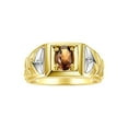 thumbnail image 1 of RYLOS Men's Rings 14K Yellow Gold Rings Designer Weave Band 7X5MM Oval Gemstone & Diamond Ring Smoky Quartz June Birthstone Rings For Men Size 9, 1 of 7