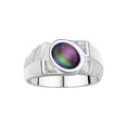 thumbnail image 1 of RYLOS Men's Rings Sterling Silver Cabochone Gemstone & Diamond Designer Alexandrite Rings For Men Size 12, 1 of 5