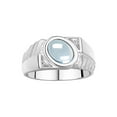 thumbnail image 1 of RYLOS Men's Rings Sterling Silver Cabochone Gemstone & Diamond Designer Aquamarine Rings For Men Size 11, 1 of 6