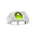 thumbnail image 1 of RYLOS Men's Rings Sterling Silver Cabochone Gemstone & Diamond Designer Peridot Rings For Men Size 10, 1 of 6