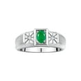 thumbnail image 1 of RYLOS Men's Rings Sterling Silver Classic 6X4MM Oval Gemstone & Diamond Ring Emerald May Birthstone Rings For Men, Silver Rings, Size 10, 1 of 7
