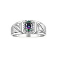 thumbnail image 1 of RYLOS Men's Rings Sterling Silver Classic 7X5MM Oval Gemstone & Diamond Ring Alexandrite June Birthstone Rings For Men Size 13, 1 of 8
