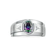 thumbnail image 1 of RYLOS Men's Rings Sterling Silver Classic 7X5MM Oval Gemstone & Diamond Ring Alexandrite June Birthstone Rings For Men, Men's Rings, Silver Rings, Size 12, 1 of 7
