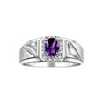 thumbnail image 1 of RYLOS Men's Rings Sterling Silver Classic 7X5MM Oval Gemstone & Diamond Ring Amethyst February Birthstone Rings For Men Size 11, 1 of 8