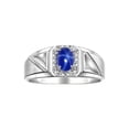 thumbnail image 1 of RYLOS Men's Rings Sterling Silver Classic 7X5MM Oval Gemstone & Diamond Ring Blue Star Sapphire September Birthstone Rings For Men Size 12, 1 of 8