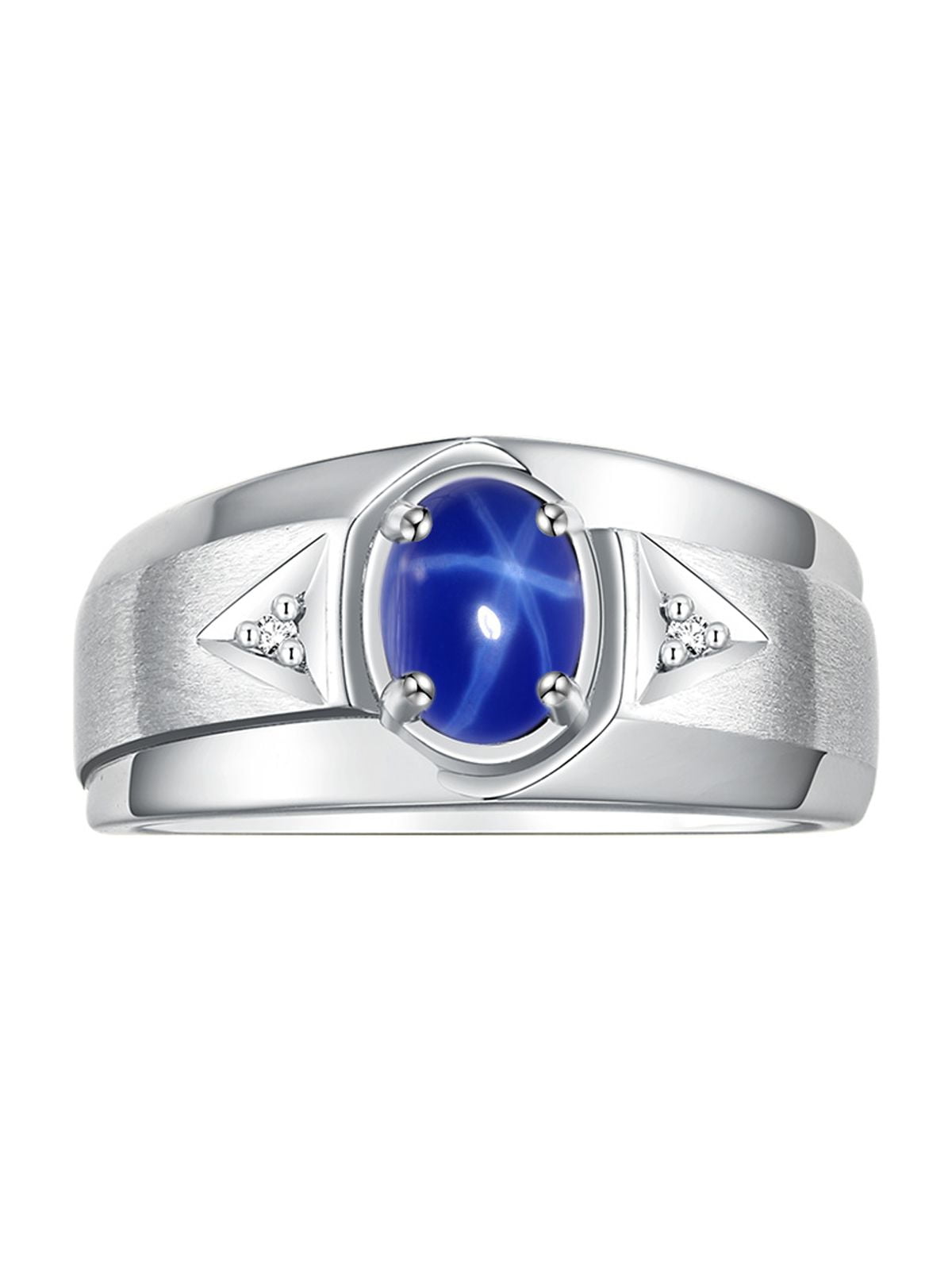 RYLOS Men's Rings Sterling Silver Classic 7X5MM Oval Gemstone & Diamond ...
