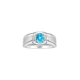 thumbnail image 1 of RYLOS Men's Rings Sterling Silver Classic 7X5MM Oval Gemstone & Diamond Ring Blue Topaz December Birthstone Rings For Men, Silver Rings, Size 13, 1 of 8