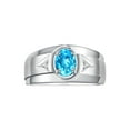 thumbnail image 1 of RYLOS Men's Rings Sterling Silver Classic 7X5MM Oval Gemstone & Diamond Ring Blue Topaz December Birthstone Rings For Men, Men's Rings, Silver Rings, Size 11, 1 of 7
