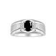 thumbnail image 1 of RYLOS Men's Rings Sterling Silver Classic 7X5MM Oval Gemstone & Diamond Ring Cabochon Onyx October Birthstone Rings For Men, Silver Rings, Size 12, 1 of 7
