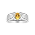 thumbnail image 1 of RYLOS Men's Rings Sterling Silver Classic 7X5MM Oval Gemstone & Diamond Ring Citrine November Birthstone Rings For Men, Silver Rings, Size 13, 1 of 7