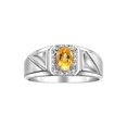 thumbnail image 1 of RYLOS Men's Rings Sterling Silver Classic 7X5MM Oval Gemstone & Diamond Ring Citrine November Birthstone Rings For Men Size 9, 1 of 8