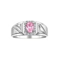 thumbnail image 1 of RYLOS Men's Rings Sterling Silver Classic 7X5MM Oval Gemstone & Diamond Ring Pink Ice October Birthstone Rings For Men Size 11, 1 of 8