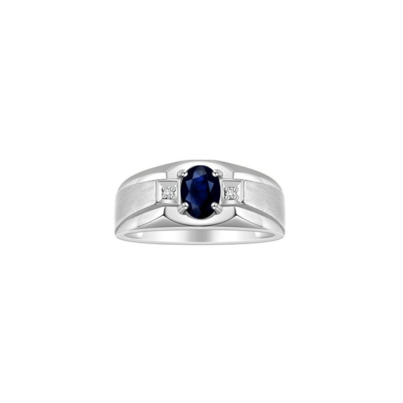RYLOS Men's Rings Sterling Silver Classic 7X5MM Oval Gemstone & Diamond Ring Sapphire September Birthstone Rings For Men, Silver Rings, Size 13