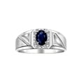 thumbnail image 1 of RYLOS Men's Rings Sterling Silver Classic 7X5MM Oval Gemstone & Diamond Ring Sapphire September Birthstone Rings For Men Size 8, 1 of 8