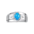 thumbnail image 1 of RYLOS Men's Rings Sterling Silver Classic 7X5MM Oval Gemstone & Diamond Ring Turquoise December Birthstone Rings For Men, Men's Rings, Silver Rings, Size 9, 1 of 7