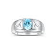 thumbnail image 1 of RYLOS Men's Rings Sterling Silver Classic 8X6MM Oval Gemstone &  Diamond Ring Blue Topaz December Birthstone Rings For Man Silver Rings Size 11, 1 of 8