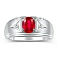 thumbnail image 1 of RYLOS Men's Rings Sterling Silver Classic 8X6MM Oval Gemstone &  Diamond Ring Ruby July Birthstone Rings For Man Silver Rings Size 9, 1 of 8