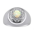 thumbnail image 1 of RYLOS Men's Rings Sterling Silver Designer Gypsy 7MM Round Gemstone & Diamond Ring Opal October Birthstone Rings Size 13, 1 of 6