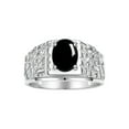 thumbnail image 1 of RYLOS Men's Rings Sterling Silver Designer Nugget Ring Oval 9X7MM Gemstone &  Diamonds  Cabochon Onyx Birthstone Rings For Man Size 13, 1 of 8