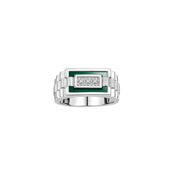 RYLOS Men's Rings Sterling Silver Designer Ring With Diamonds and Green Quartz Rings For Men Size 13