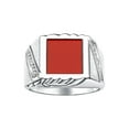 thumbnail image 1 of RYLOS Men's Rings Sterling Silver Designer Ring With Diamonds and Red Quartz Rings For Men Size 9, 1 of 6