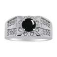 thumbnail image 1 of RYLOS Men's Rings Sterling Silver Designer Starburst 7MM Round Gemstone &   Diamond Ring Cabochon Onyx October  Size 13, 1 of 6