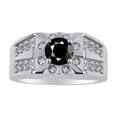 thumbnail image 1 of RYLOS Men's Rings Sterling Silver Designer Starburst 7MM Round Gemstone &  Sparkling Diamond Ring Onyx October  Size 11, 1 of 6