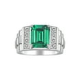 thumbnail image 1 of RYLOS Men's Rings Sterling Silver Designer Style 10X8MM Emerald Cut Shape Gemstone & Diamonds Emerald May Birthstone Rings For Men Size 8, 1 of 7