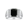 thumbnail image 1 of RYLOS Men's Rings Sterling Silver Designer Style 10X8MM Emerald Cut Shape Gemstone & Diamonds Onyx October Birthstone Rings For Men Size 9, 1 of 7