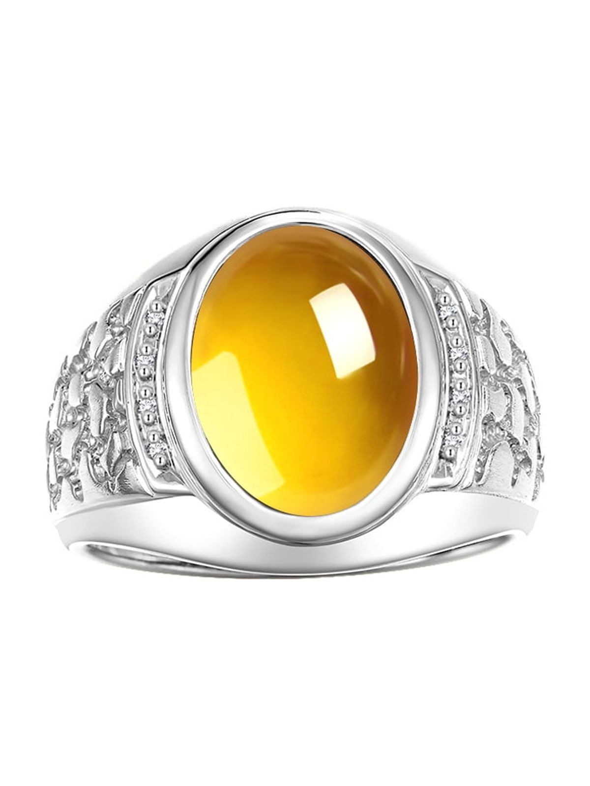 RYLOS Men's Rings Sterling Silver Nugget Ring with Cabochon Gemstone ...