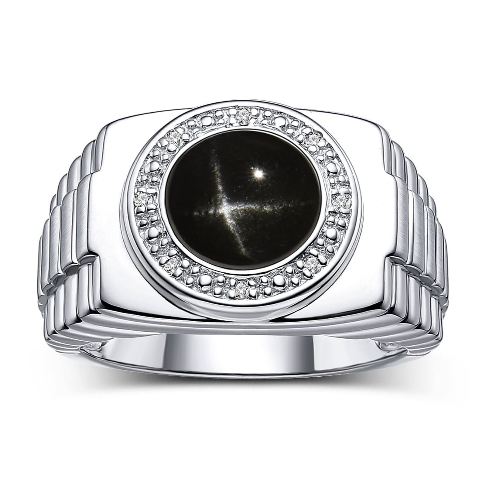 HASH. Black Star Round Cabochon Ring