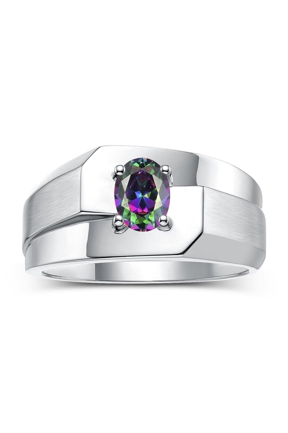 Men's Rings Sterling Silver Ring Classic Solitaire 7X5MM Oval Shape Gemstone Designer Band Alexandrite June Birthstone Rings For Men Size 11