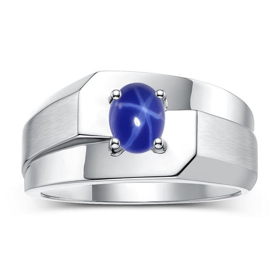 RYLOS Men's Rings Sterling Silver Ring Classic Solitaire 7X5MM Oval Shape Gemstone Designer Band Blue Star Sapphire September Birthstone Rings For Men Size 12