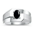 thumbnail image 1 of RYLOS Men's Rings Sterling Silver Ring Classic Solitaire 7X5MM Oval Shape Gemstone Designer Band Cabochon Onyx October Birthstone Rings For Men Size 10, 1 of 7