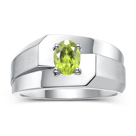 RYLOS Men's Rings Sterling Silver Ring Classic Solitaire 7X5MM Oval Shape Gemstone Designer Band Peridot August Birthstone Rings For Men Size 13