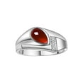 thumbnail image 1 of RYLOS Men's Rings Sterling Silver Ring - Timeless Pear Shape Cabochone Gemstone & Diamonds - Tear Drop Cabochon GARNET Rings For Men  Size 9, 1 of 7