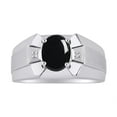 thumbnail image 1 of RYLOS Men's Rings Sterling Silver Rings Classic Designer  9X7MM Oval Gemstone &  Diamond Ring Cabochon Onyx October Birthstone Ring Size 12, 1 of 7