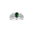 thumbnail image 1 of RYLOS Men's Rings Sterling Silver Rings Classic Designer Style 8X6MM Oval Gemstone & Diamond Ring Green Sapphire Birthstone Rings For Men Size 11, 1 of 8