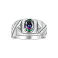 thumbnail image 1 of RYLOS Men's Rings Sterling Silver Rings Classic Designer Style 8X6MM Oval Gemstone & Diamond Ring Alexandrite Birthstone Rings For Men Size 10, 1 of 6