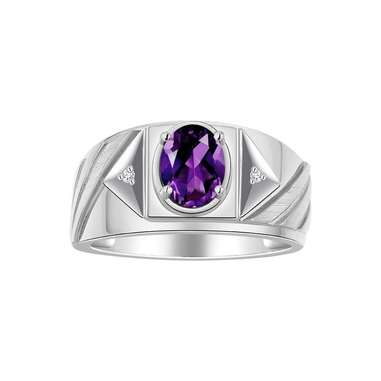 Sterling Silver Gemstone Oval & Diamond Birthstone Rings Sterling Silver Gemstone Oval & Diamond Birthstone Rings