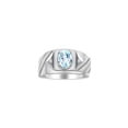 thumbnail image 1 of RYLOS Men's Rings Sterling Silver Rings Classic Designer Style 8X6MM Oval Gemstone & Diamond Ring Aquamarine Birthstone Rings For Men Size 12, 1 of 7