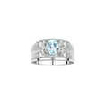 thumbnail image 1 of RYLOS Men's Rings Sterling Silver Rings Classic Designer Style 8X6MM Oval Gemstone &  Diamond Ring Aquamarine March Birthstone Rings For Men,  Size 10, 1 of 7