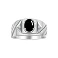thumbnail image 1 of RYLOS Men's Rings Sterling Silver Rings Classic Designer Style 8X6MM Oval Gemstone & Diamond Ring Cabochon Onyx Birthstone Rings For Men Size 8, 1 of 7