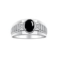 thumbnail image 1 of RYLOS Men's Rings Sterling Silver Rings Classic Designer Style 8X6MM Oval Gemstone & Diamond Ring Cabochon Onyx Birthstone Rings For Men Size 12, 1 of 8