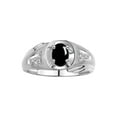 thumbnail image 1 of RYLOS Men's Rings Sterling Silver Rings Classic Designer Style 8X6MM Oval Gemstone & Diamond Ring Cabochon Onyx October Birthstone Rings For Men  Size 8, 1 of 8