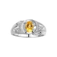 thumbnail image 1 of RYLOS Men's Rings Sterling Silver Rings Classic Designer Style 8X6MM Oval Gemstone & Diamond Ring Citrine November Birthstone Rings For Men Size 13, 1 of 8
