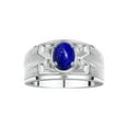thumbnail image 1 of RYLOS Men's Rings Sterling Silver Rings Classic Designer Style 8X6MM Oval Gemstone &  Diamond Ring Lapis Sepyember Birthstone Rings For Men,  Size 10, 1 of 7