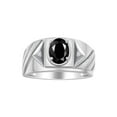 thumbnail image 1 of RYLOS Men's Rings Sterling Silver Rings Classic Designer Style 8X6MM Oval Gemstone & Diamond Ring Onyx October Birthstone Rings For Men Size 10, 1 of 7