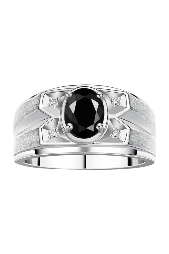 Men's Rings Sterling Silver Rings Classic Designer Style 8X6MM Oval Gemstone &  Diamond Ring Onyx October Birthstone Rings For Men Size 13